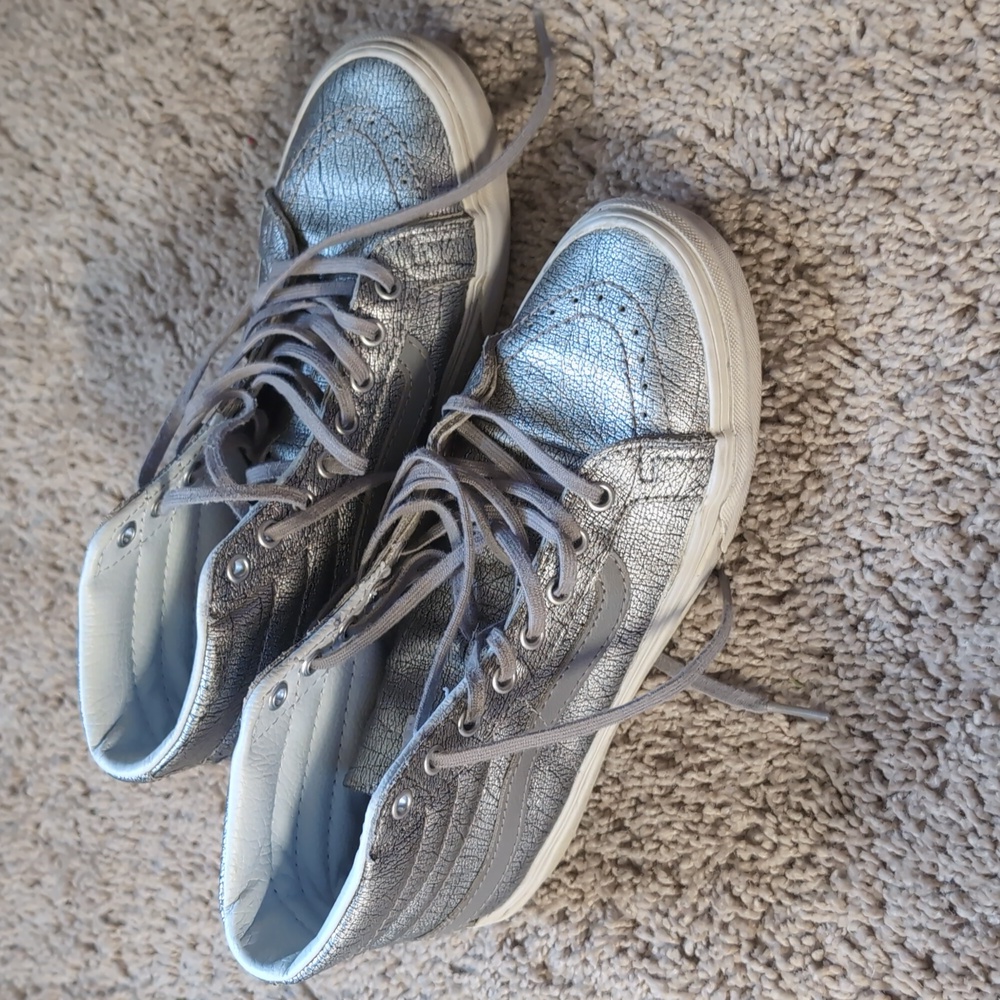 Vans Sk8-hi Women's Skate Shoes Size 6 Metallic Silver
